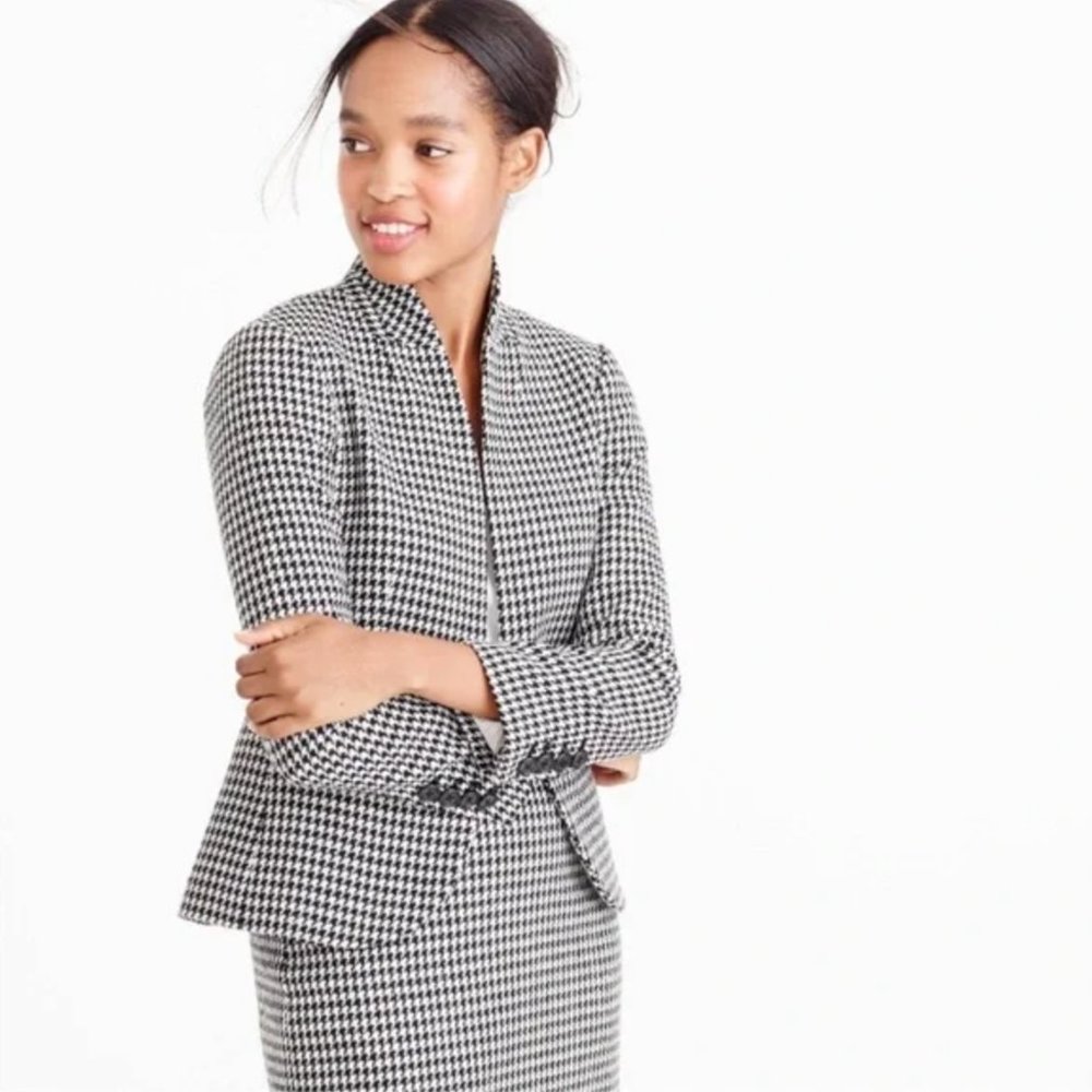 J. Crew Black and White Houndstooth Blazer
